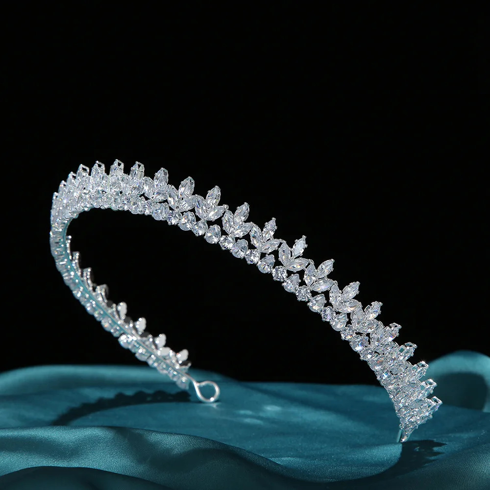 Princess Wedding Tiaras Crowns Bridal Headbands CZ Zirconia Bride Crown Headdress Birthday Party Prom Hair Jewelry Headpiece 250603