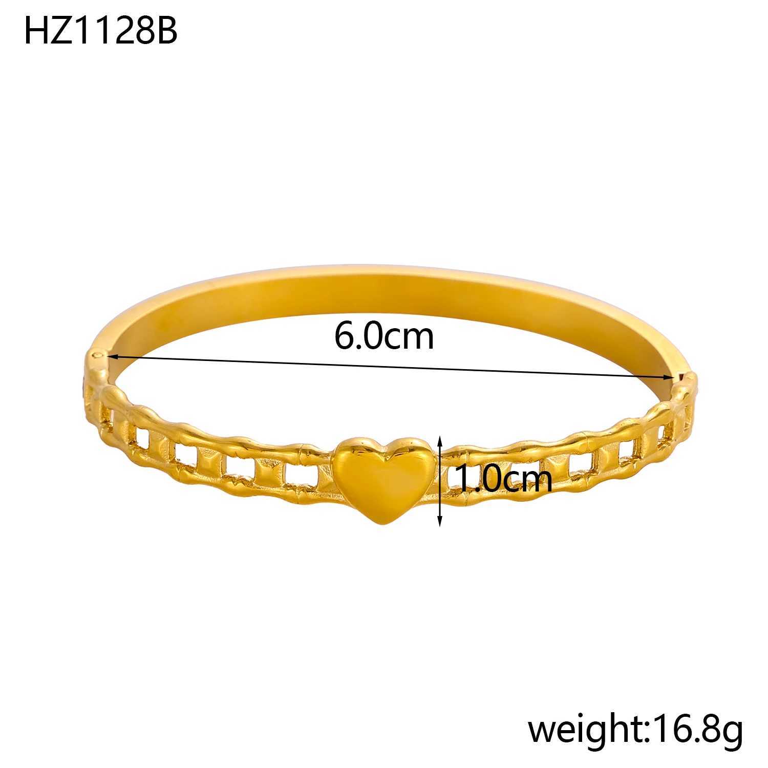 CARLIDANA Hot Sale Popular Jewelry Heart-shaped Stainless Steel Zircon Gold Color Open Bangle For Women Z250616
