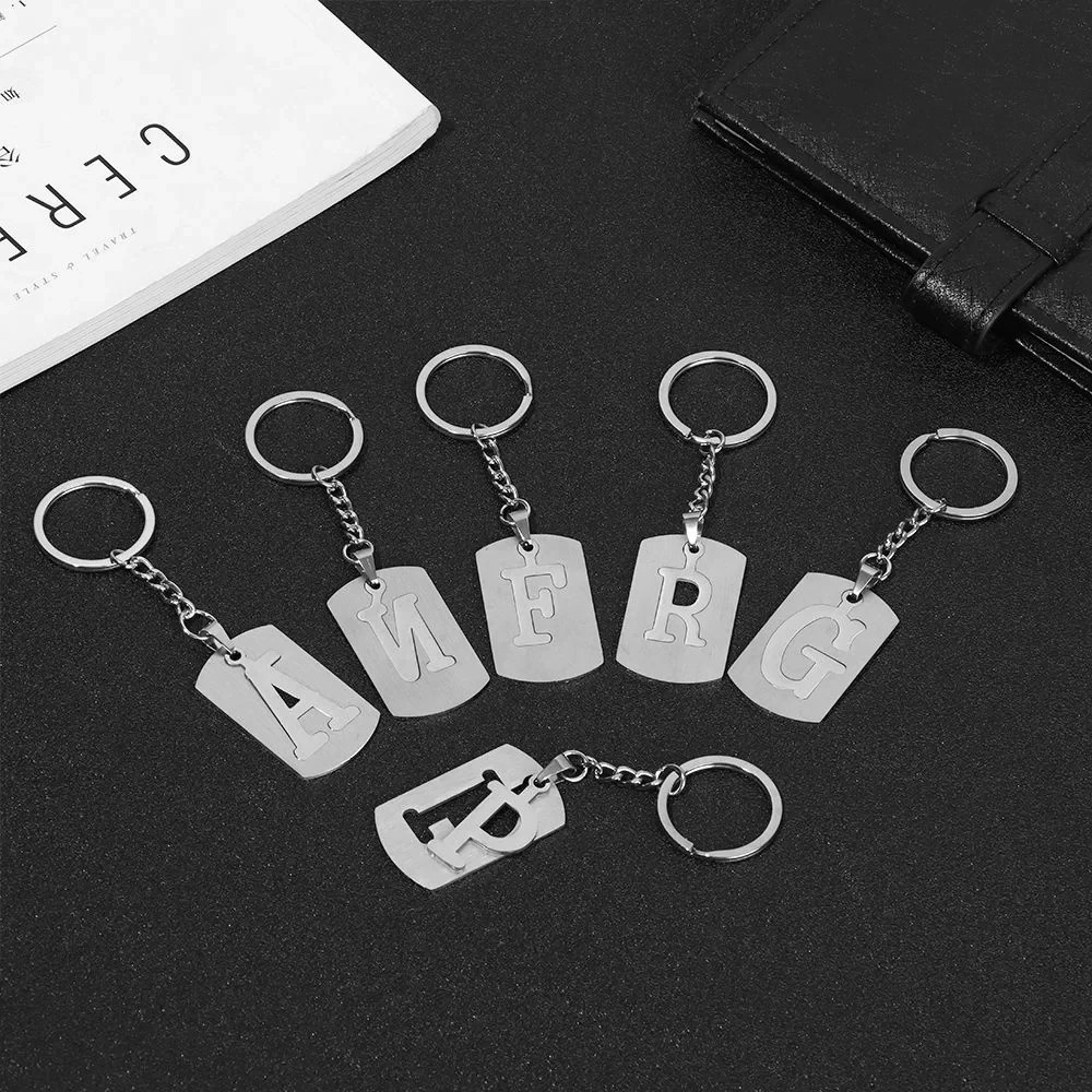 DIY Stainless Steel AZ Letters key Chain Charm 26 KeyChain Men Women keychain Couple gift Jewelry Car Key Ring 250606