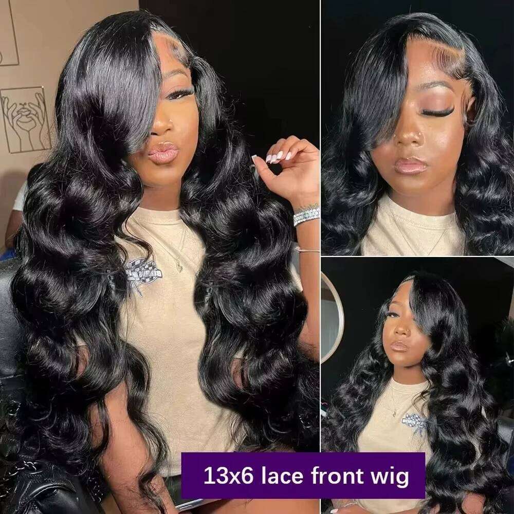 200 Density Body Wave Front Human Hair 36 Inch 13x4 13x6 HD Transparent Lace Frontal Brazilian Wigs for Black Women