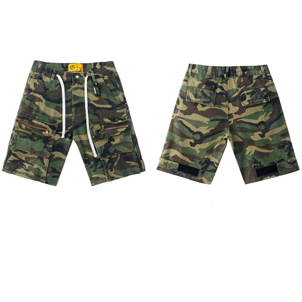 25FW American High Street Military Green Camouflage Cargo Shorts Loose Fit Trendy Casual Pants