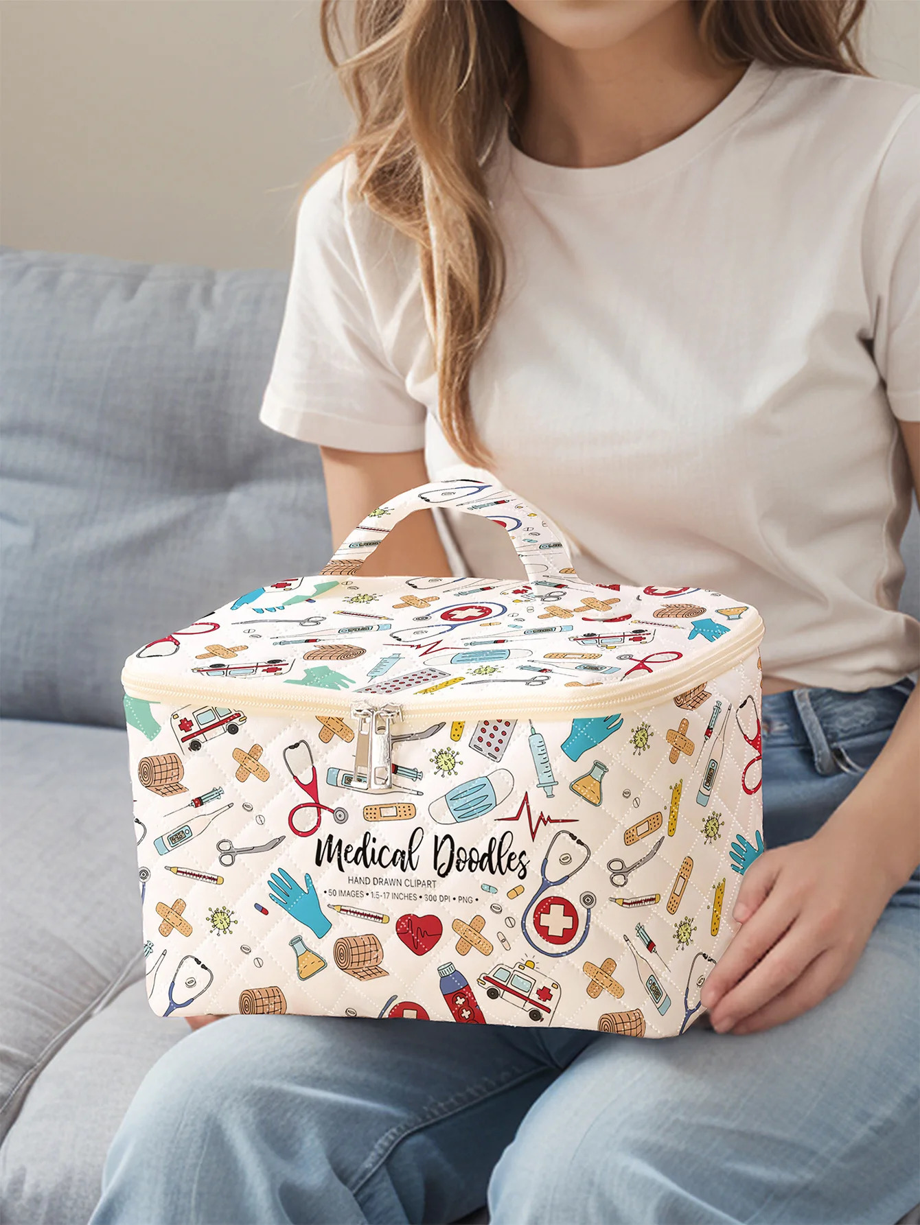 1pc Portable travel cosmetics with medical supplies patterns large capacity storage bags cute and stylish makeup 250614