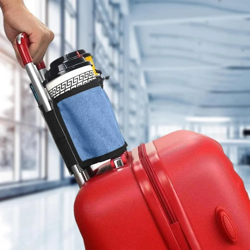 Travel Luggage Cup Holder Durable Free Hand Suitcase Drink Bag Milk Tea Coffee Mugs Fits All Handles 250616