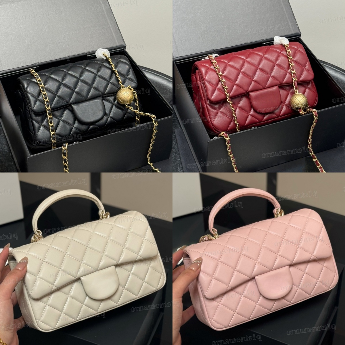 Designer Handbag Leather Crossbody Bag with Handle Womens Designer Tote Bag Shoulder Bag Classic Flap Casual High Quality Chain Bag Caviar & Patent Leather Bag 20cm