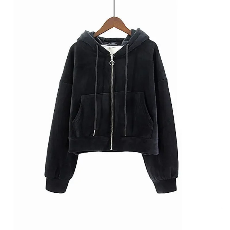 Women Velvet Tracksuit Zipper Hooded Sweatshirt and Sweatpants Solid Color 2 Piece Set Autumn Winter Warm Casual Female Suit 250614