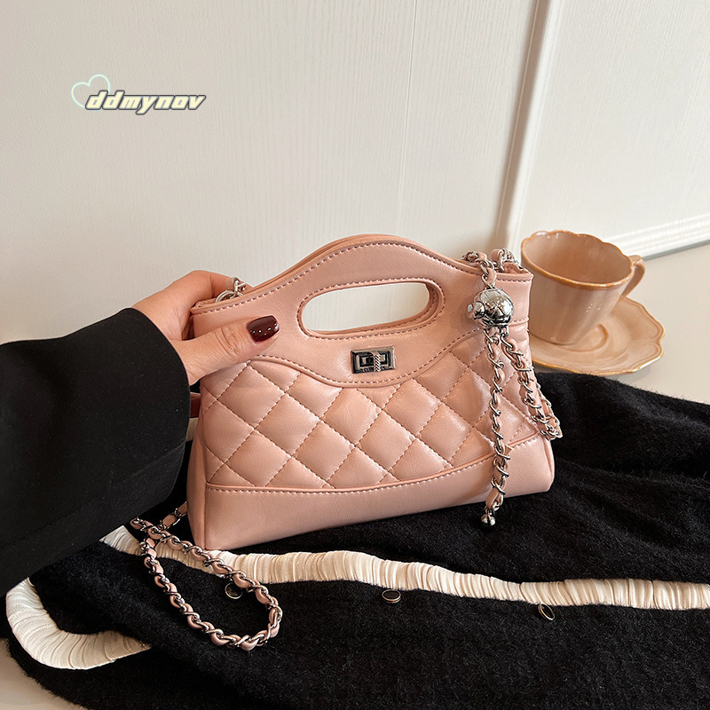 Korean Style Niche Quilted Handbag for Women 2024 New Fashion High-end Shoulder Commuter Crossbody Small Bag Trend ddmynov