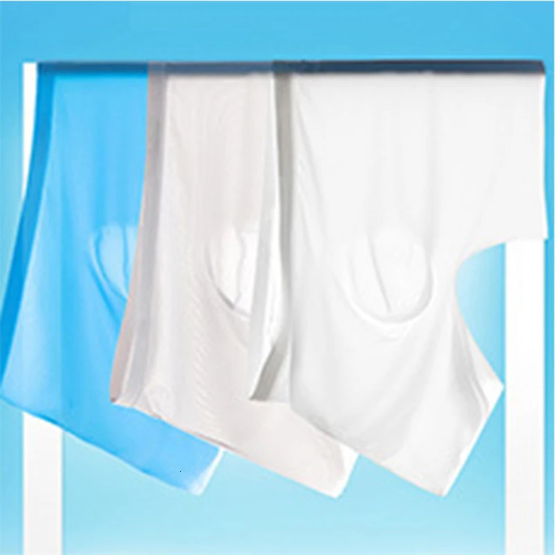 2PCS Summer Men Ultra-thin Boxers Briefs Ice Silk Seamless Underwear Sexy Lingerie Underpants Shorts Solid Breathable Panties 250614