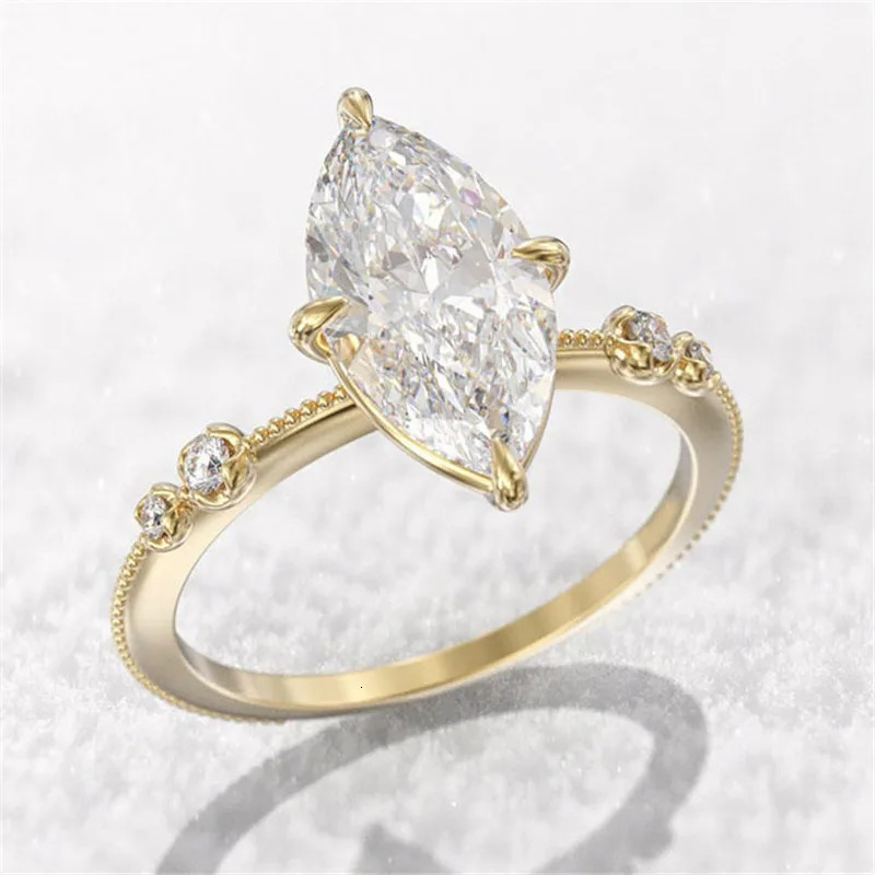 925 Sterling Silver Crystal Marquise Cubic Zirconia Rings for Women Fashion Thin Ring Engagement Wedding Statement Jewelry 250610
