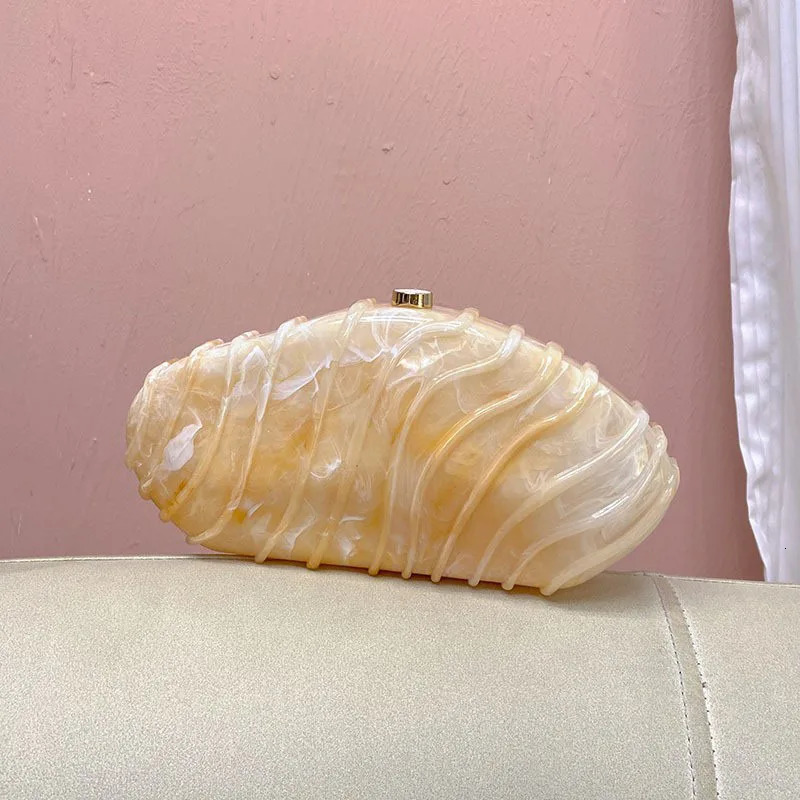 Elegant Acrylic Womens Handbag With Stone Pattern Simple Chain Crossbody Bag For Evening Events Hard Texture Chinese Origin 250614