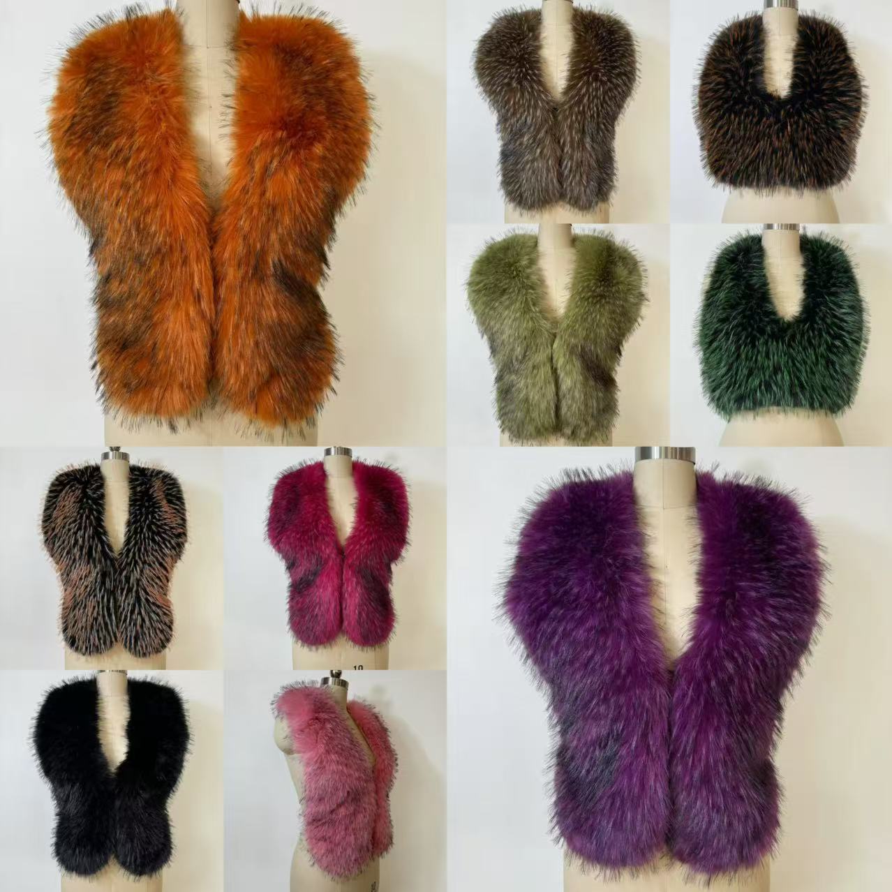Streetwear New Faux Flutty Raccoon Fur Vest Women Fuax Fur Halter Top vest