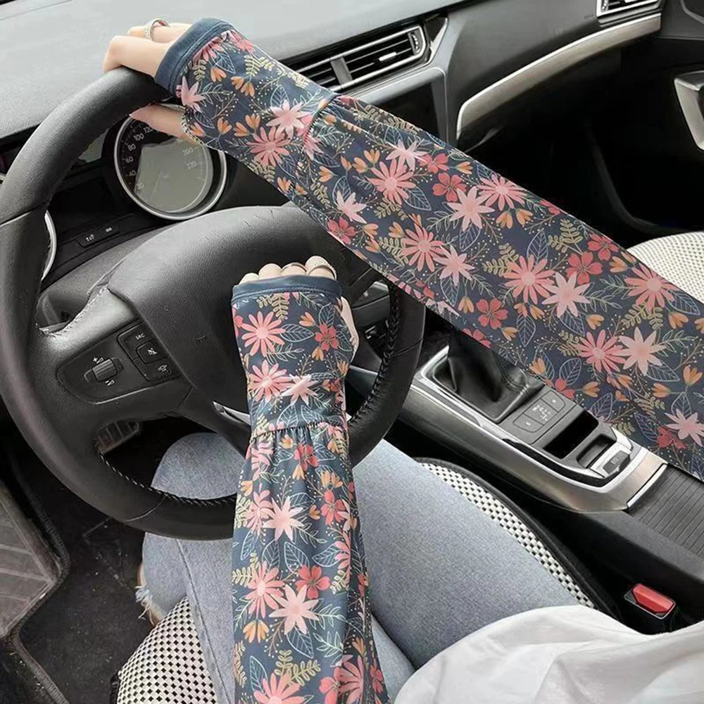 Arm Covers Sun Protection Cuffs Floral Sunscreen Ice Silk Sleeves Breathable Outdoor Sports Loose Anti-sunburn Arm Sleeves ??? 250610