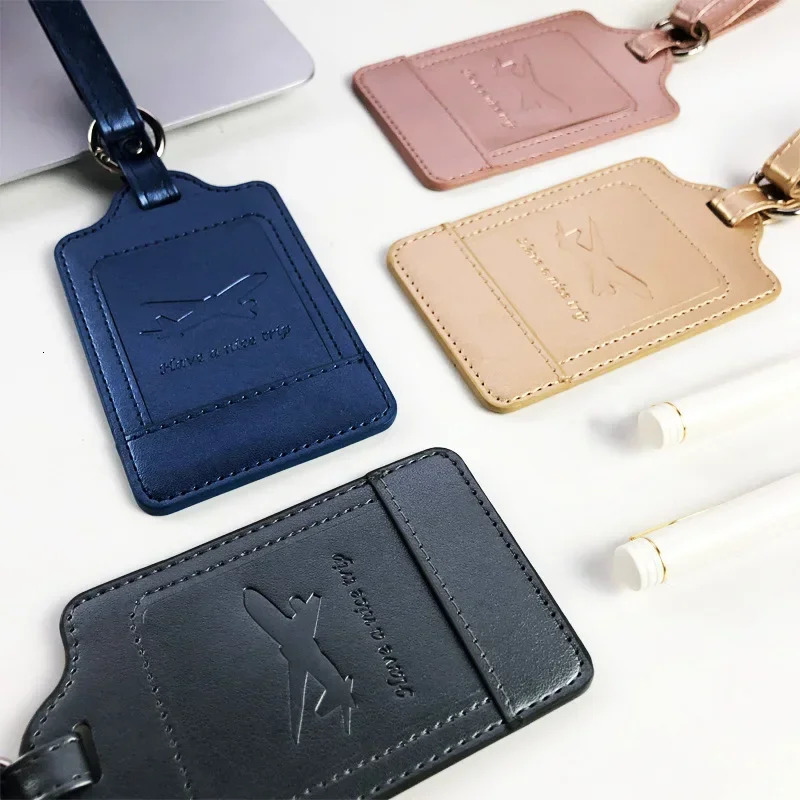 Portable PU Leather Luggage Tag Suitcase Identifier Label Baggage Board Bag Name ID Address Holder Travel Passport Card 250615