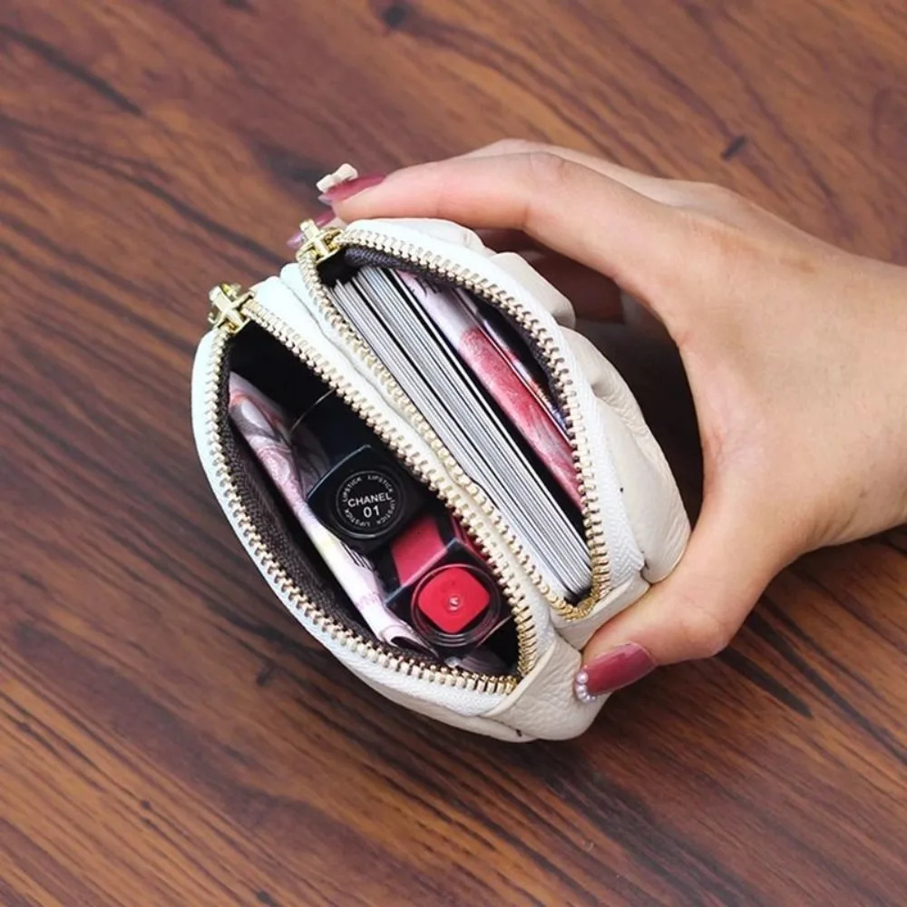 Fashion Clutch Bags Mini Coin Purse for Women Double Layered Zipper Pleated Clutches Leather Textured Multifunctional Bag 250614
