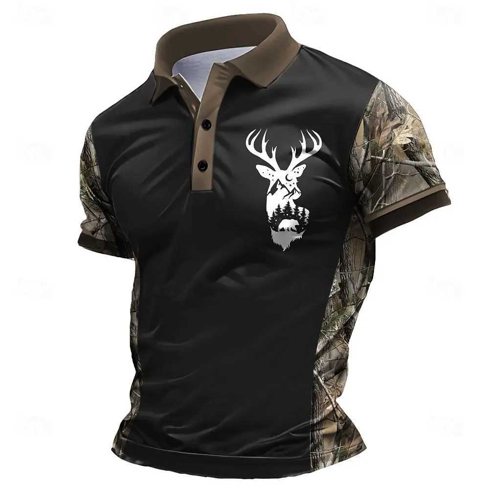 3D Milu Deer Print Half y2k Short Sleeve Sweatshirts Fashion Stand Collar Loose Mens Tops Casual Pullover Autumn Vintage Clothing W250616