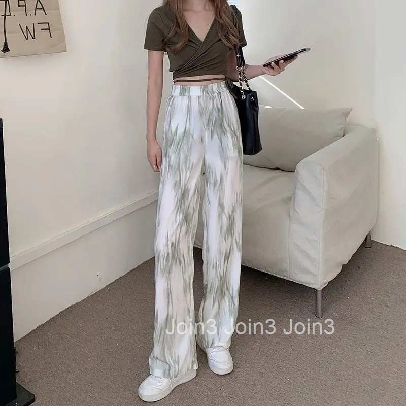 Clothing Baggy Loose Trousers Woman Wide Leg Womens Pants Fluid Beach Elastic Waist With Chic Elegant Outfits Summer Cotton 90s