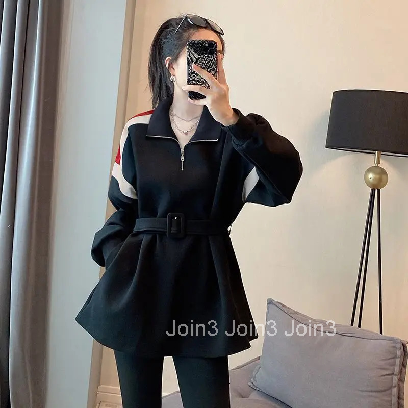 Black Pullovers Button Sweatshirts For Women Grey Warm Long Sleeve Female Clothes Offer Elegant Classy Nice Color Aesthetic Tops