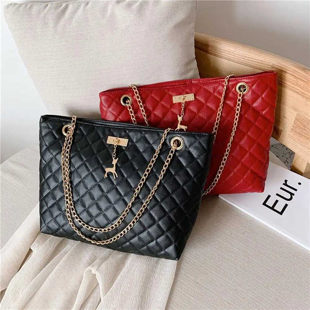 PU Leather Fashion Women Shoulder Bags Casual Large Capacity Chain Top-handle Bags Female Solid Color Crossbody Bags Handbags XJ2520616