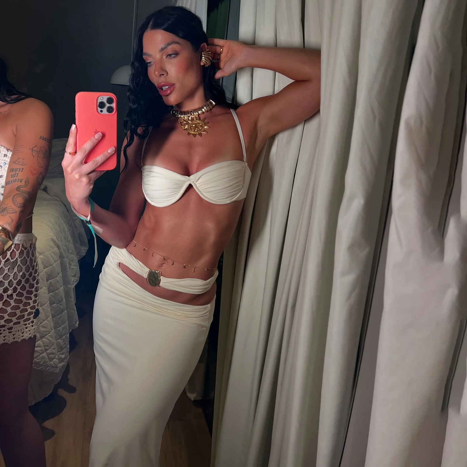 3Pcs Push Up Bikini With Long Skirt Sexy Women Swimsuit Female Swimwear Cut Out Swimming Suit White Biquini Bodysuit Beachwear 250614