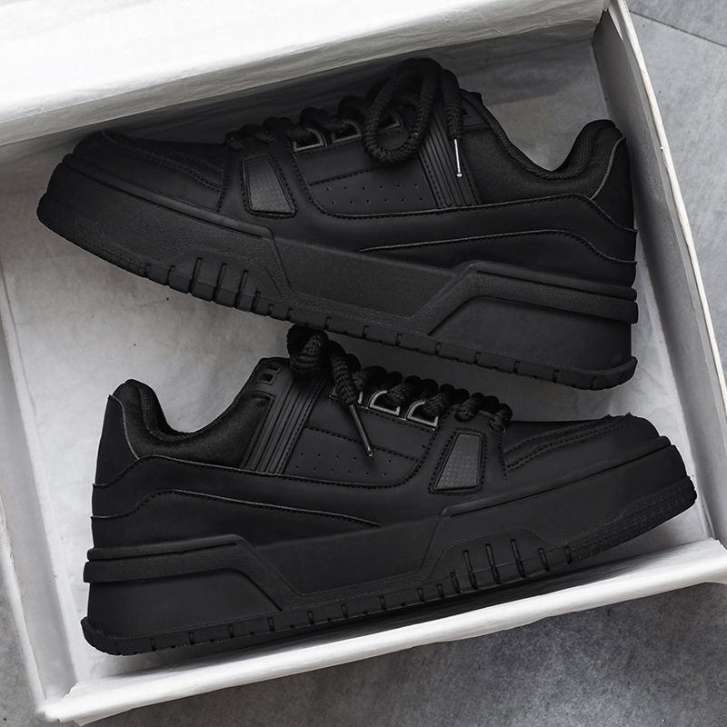 2025 free shipping men's shoes fashion new designer new casual board shoes sports thick soled height increasing shoes white black