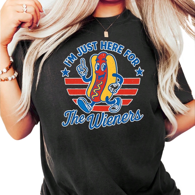Retro Sausage T-shirt for Both Men and Women Classic Thick Cotton T-shirt with Printed Pattern Women's Casual Short-sleeved Top