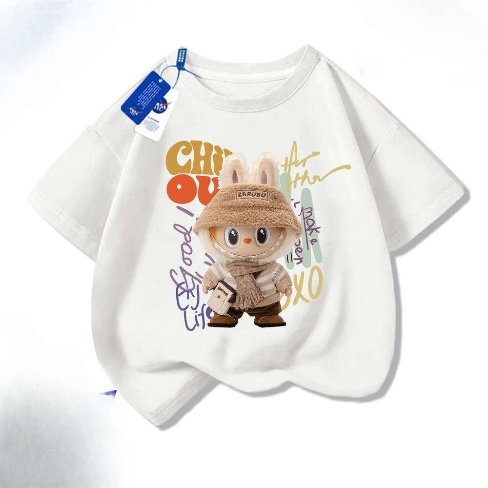 NASA Cartoon T-Shirt Short Boys and Girls Summer New Labubu Half Sleeve Casual Big Kids