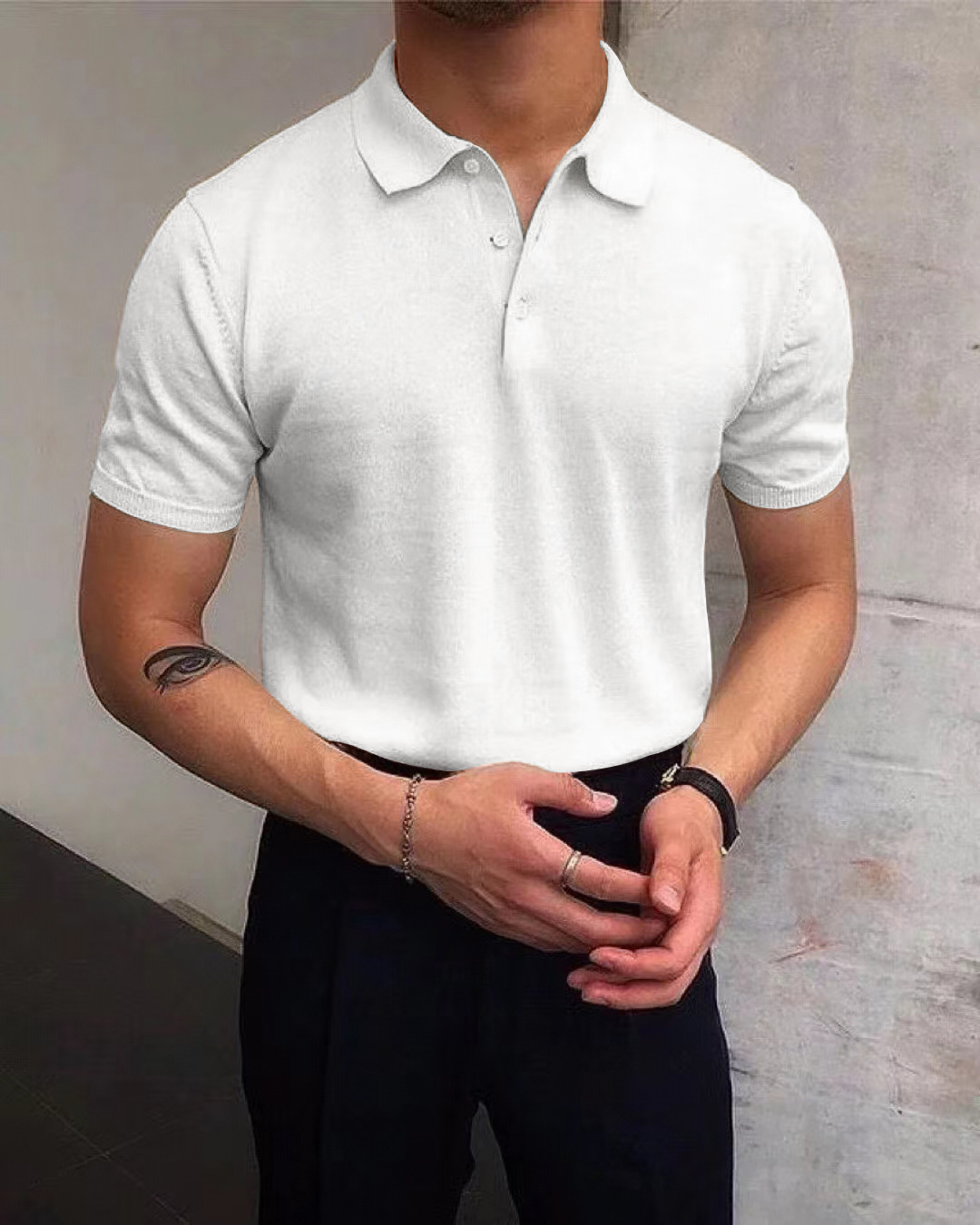 Mens designer polo t shirt Lapel loose knitted sweater solid-color casual top European code: S-3XL