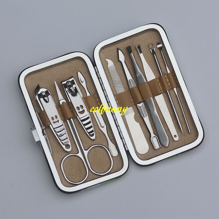 Flower print box Protable Manicure Set Nail Clippers Cleaner Grooming Kit Nail Care Nail Art Tool Sets