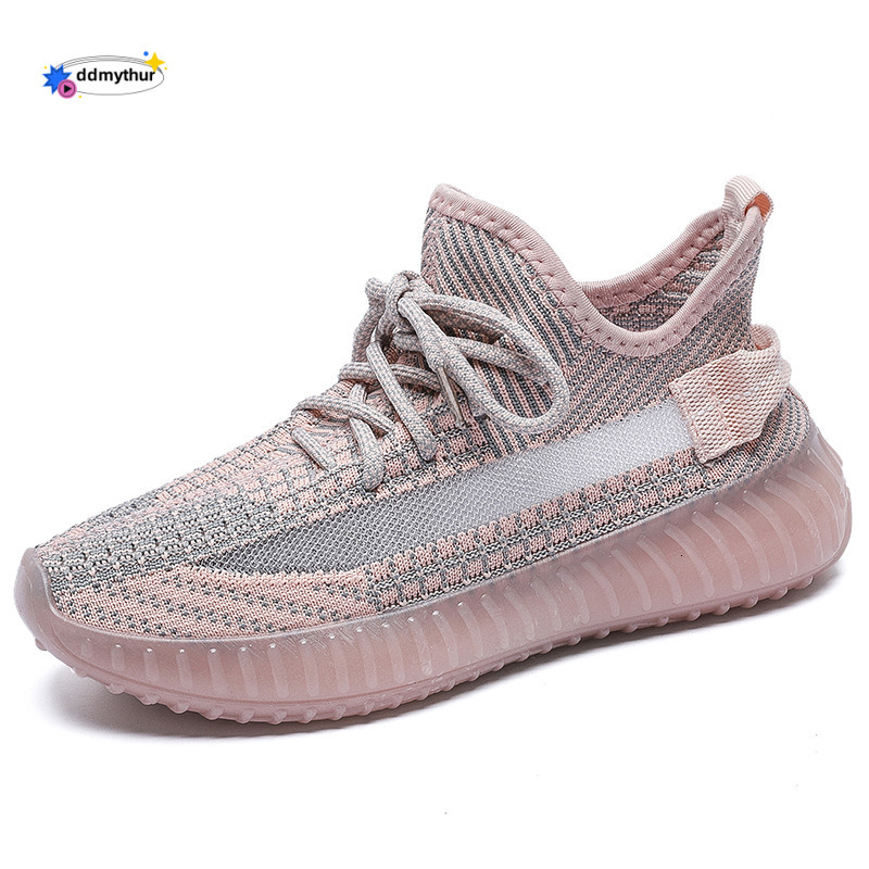 Women's Coconut 2024 New Flyknit Jelly Korean Style Breathable Comfortable Student Casual Sports Running Shoes ddmythur