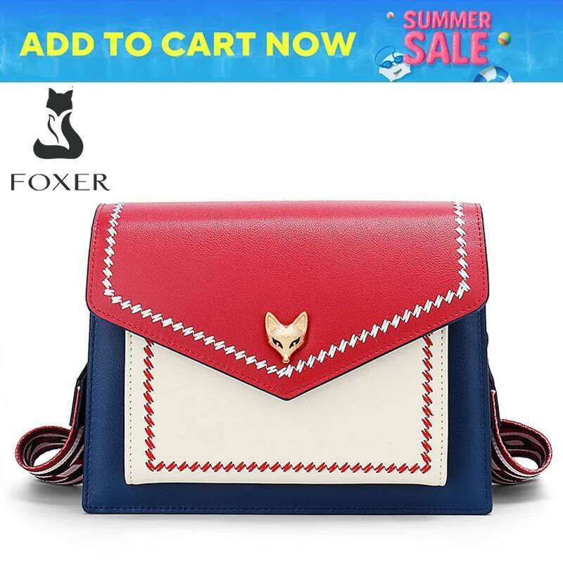 FOXER Brand Women Fashion Crossbody Lady Split Leather +Pu Small Shoulder Colorful Flap Cute Design Bag