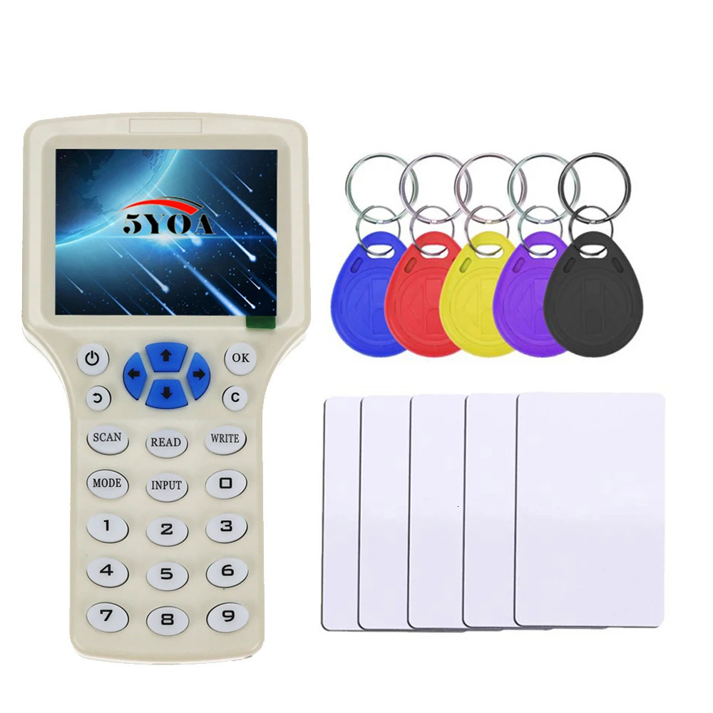 5YOA RFID Writer Reader Copier Duplicator IDICW01 IC ID with USB Cable for 125KHz 13.56MHz Cards LCD Screen Duplicator English 250610