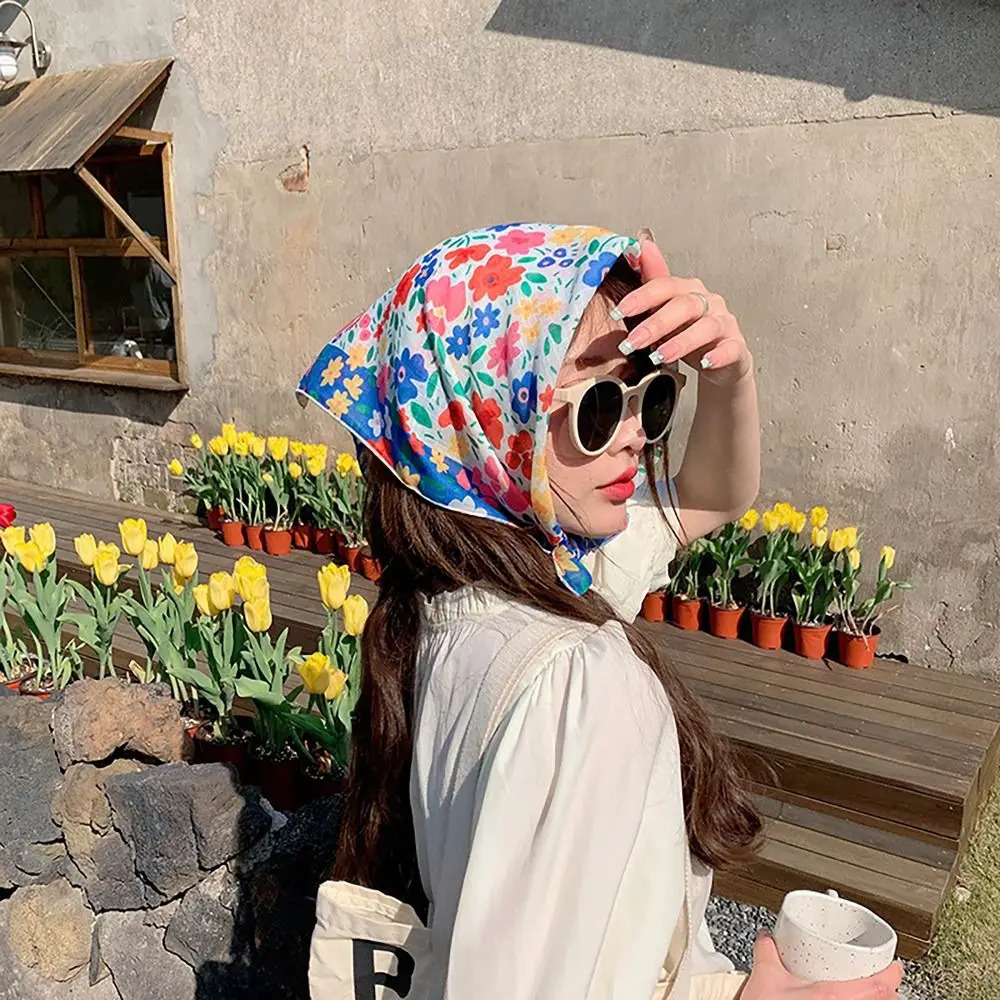 Flower Printed Headscarf Gentle INS Style Sun Protection Headband Towel French Pastoral Style Headband Women 250610