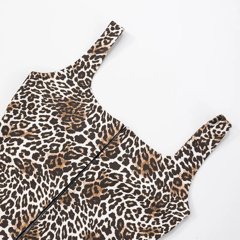 CUTENOVA WomenS Leopard Print Sleeveless Hook Button Tank Top Package Hip Mini Half Skirt Sexy Two Piece Set Summer 250609