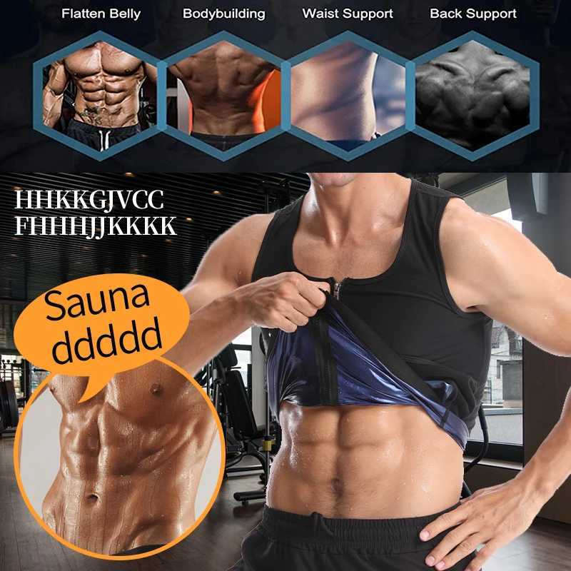 Men Body Shaper Sauna Sweat Vest Workout Tank Top Abdomen Reducer Waist Trainer Belly Slimming Shapewear with Zipper Weight Loss W250616