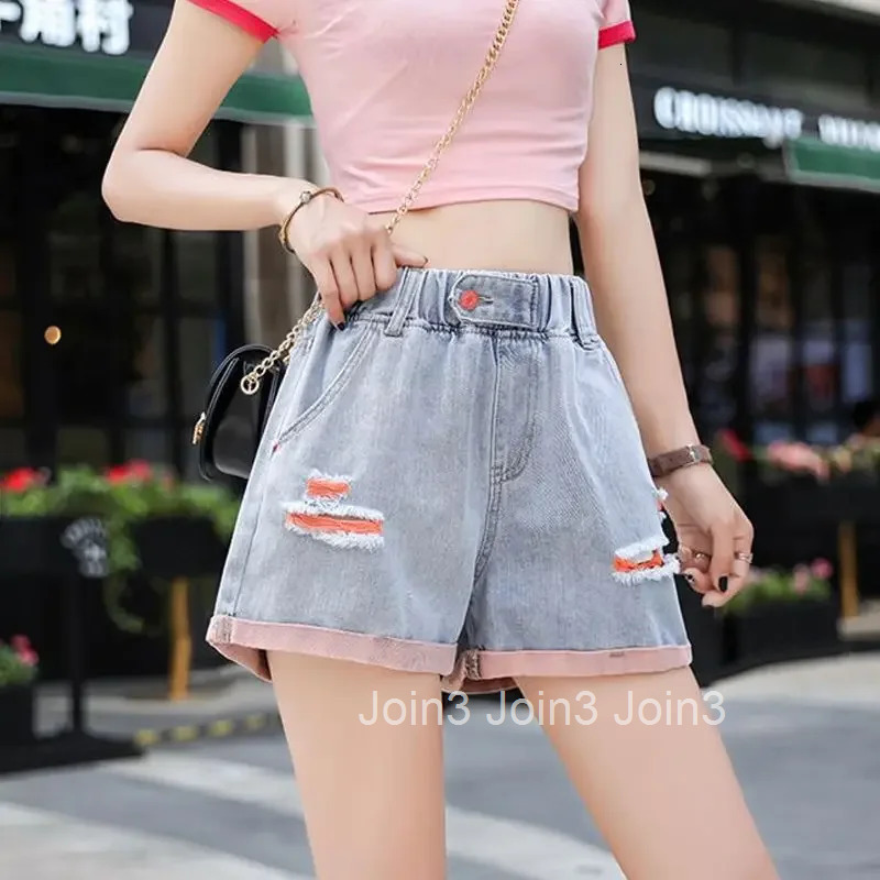 Short Jean Pants Woman Streetwear Ripped With Waist Pocket Denim Shorts for Women Low Price Designer Kpop Korean Style Stretchy