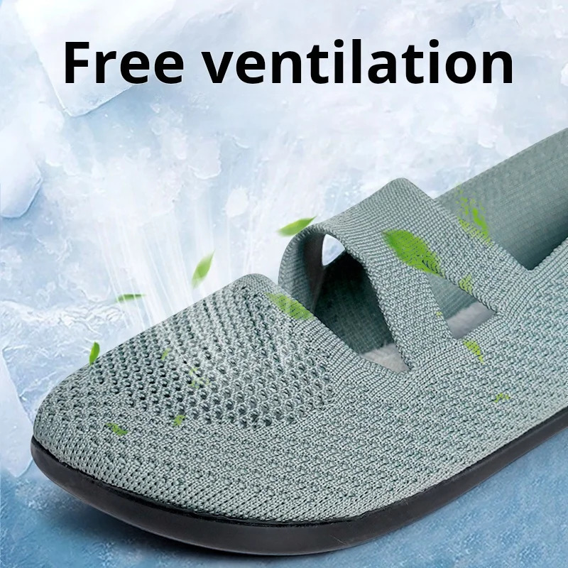 Elastic Knitted Flats Shoes for Women 2025 Summer Breathable Soft Loafers Woman Lightweight Slip on Casual Shoes Mom Moccasins 250613