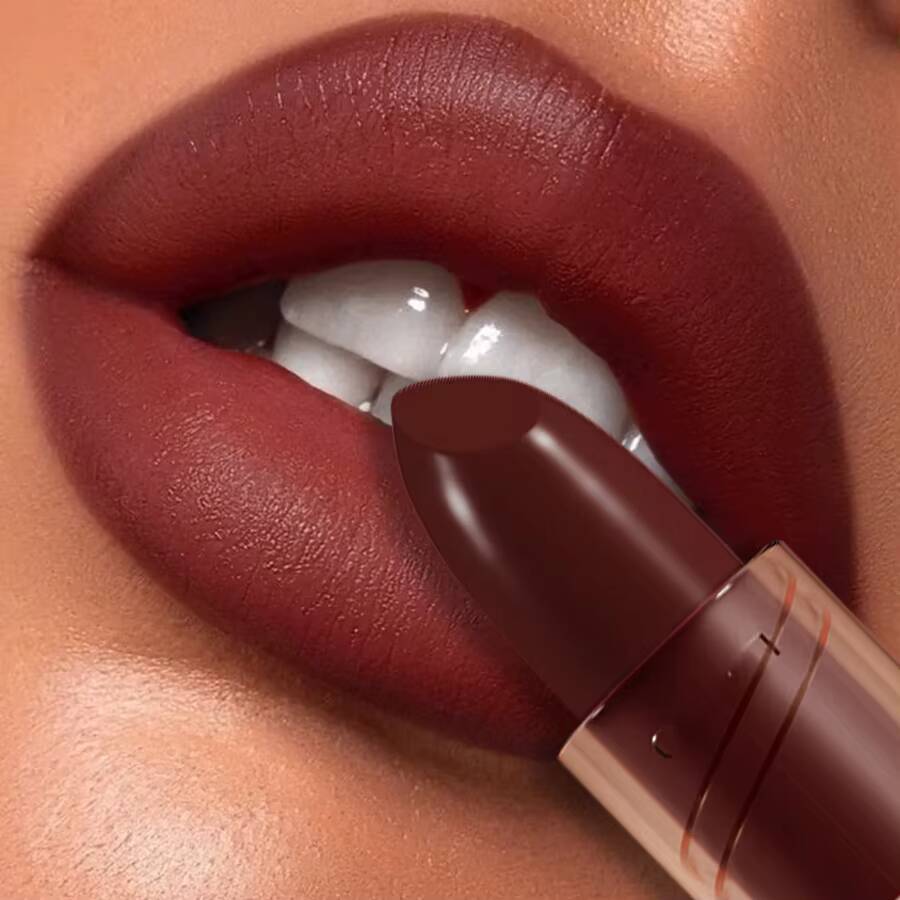 1PC Professional Lipstick Waterproof Lips Makeup Long Lasting Pigment Nude Brown Red Lipsticks Velvet Matte Lip Tint Cosmetics happy