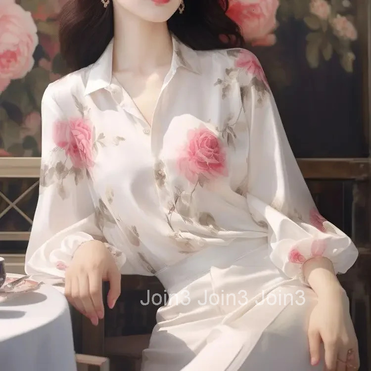 Woman Top Summer Chiffon Full Long Sleeve Shirts Blouses for Women Aesthetic Clothing Trend 2025 M Modern Tall Fashion Xl Y2k