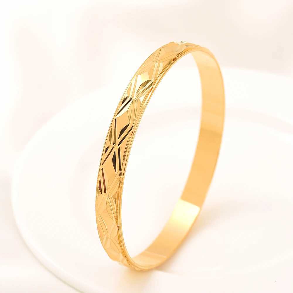 24k 65MM Dubai Wedding Bangles For Women Ethiopian Jewelry Gold Color Indian Bangles Women BirtHDay Jewelry Gifts Z250616
