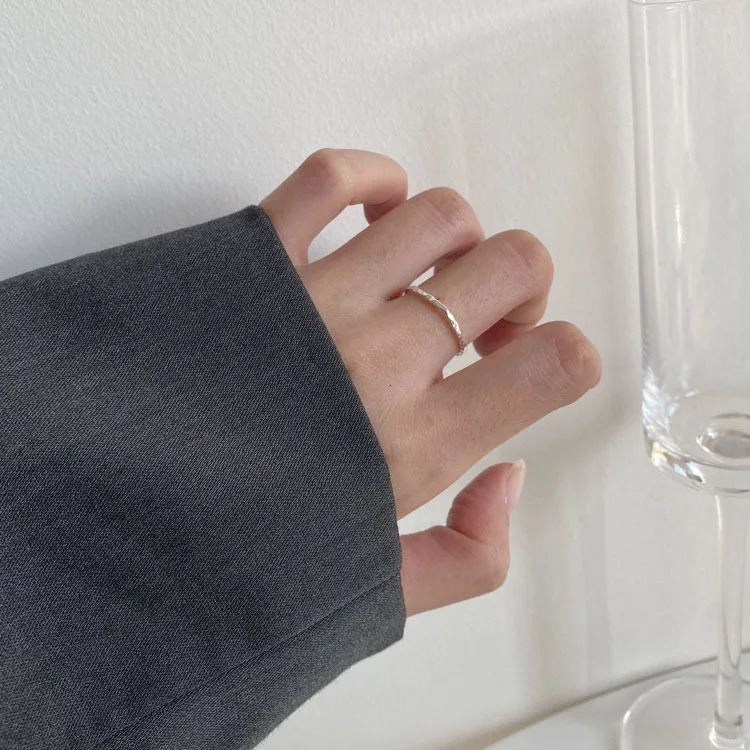 PONYKISS 925 Sterling Silver Minimalist Geometric Round Rings for Women Trendy Fine Jewelry Opening Irregular Accessories 250610