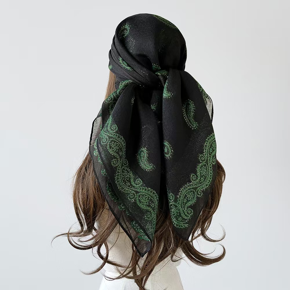 T985 large silk scarf Paisley cashew flower silk scarf high-grade retro cut flower square scarf shawl summer sun protection scarf