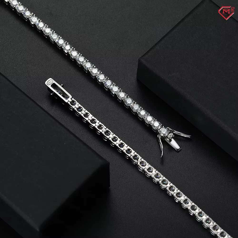 Hot Selling 5mm Bracelets Tennis Chain Women Men VVS Moissanite 925 Sterling Silver Hiphop Tennis Bracelet