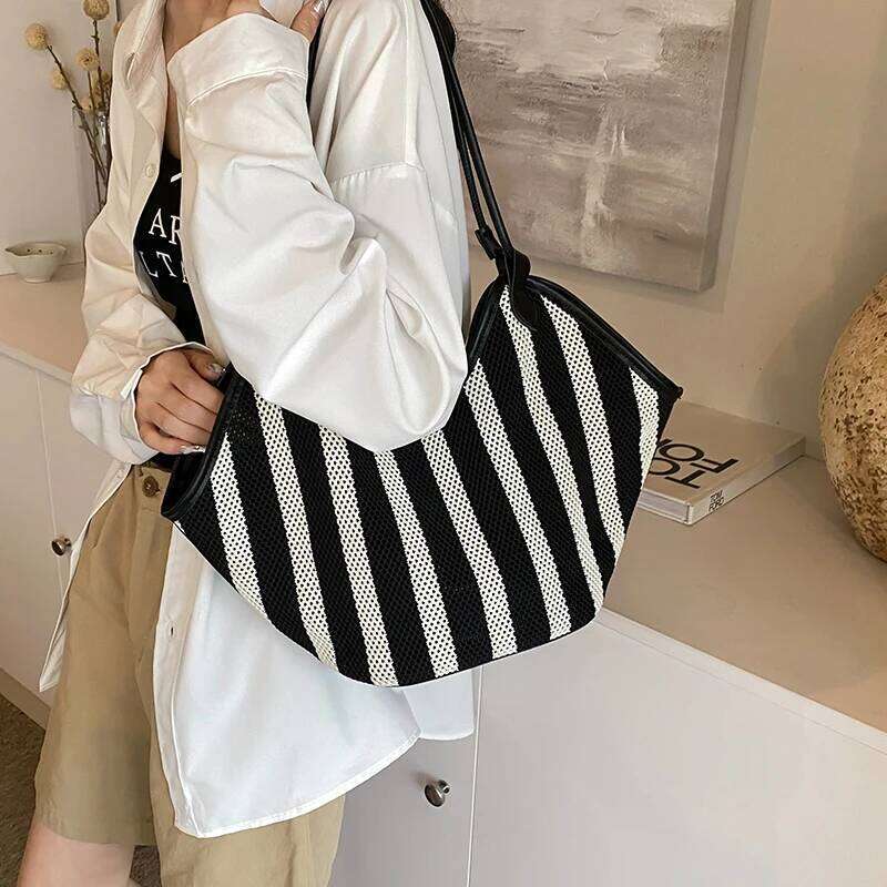 Oversize Storage Shopping For Women Summer Straw Beach Large Capacity Basket Shopper Bag Designer Striped Handbag