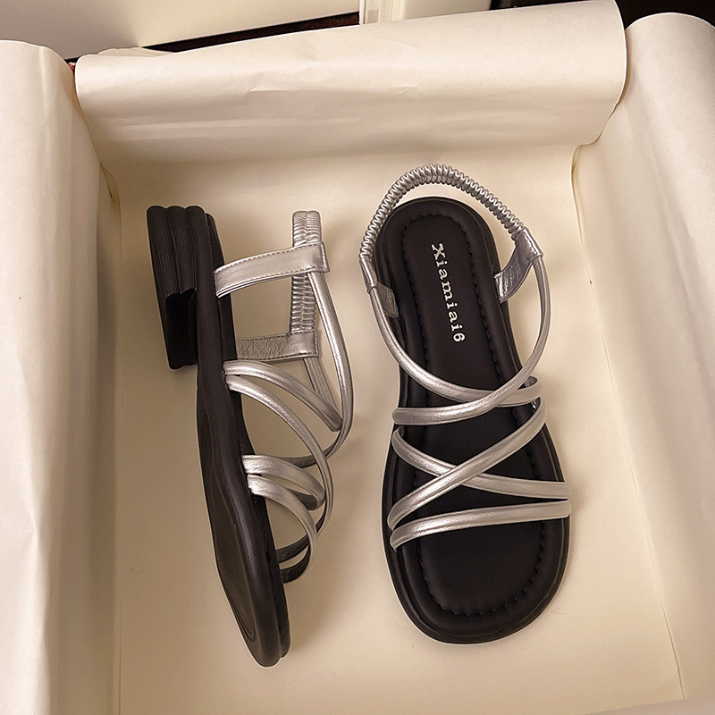 Ddmysports Flat Thin Strap Sandals For Women Summer New Outdoor Trendy Fairy Comfortable With Dress Roman Beach Shoes Outdoor Shoes