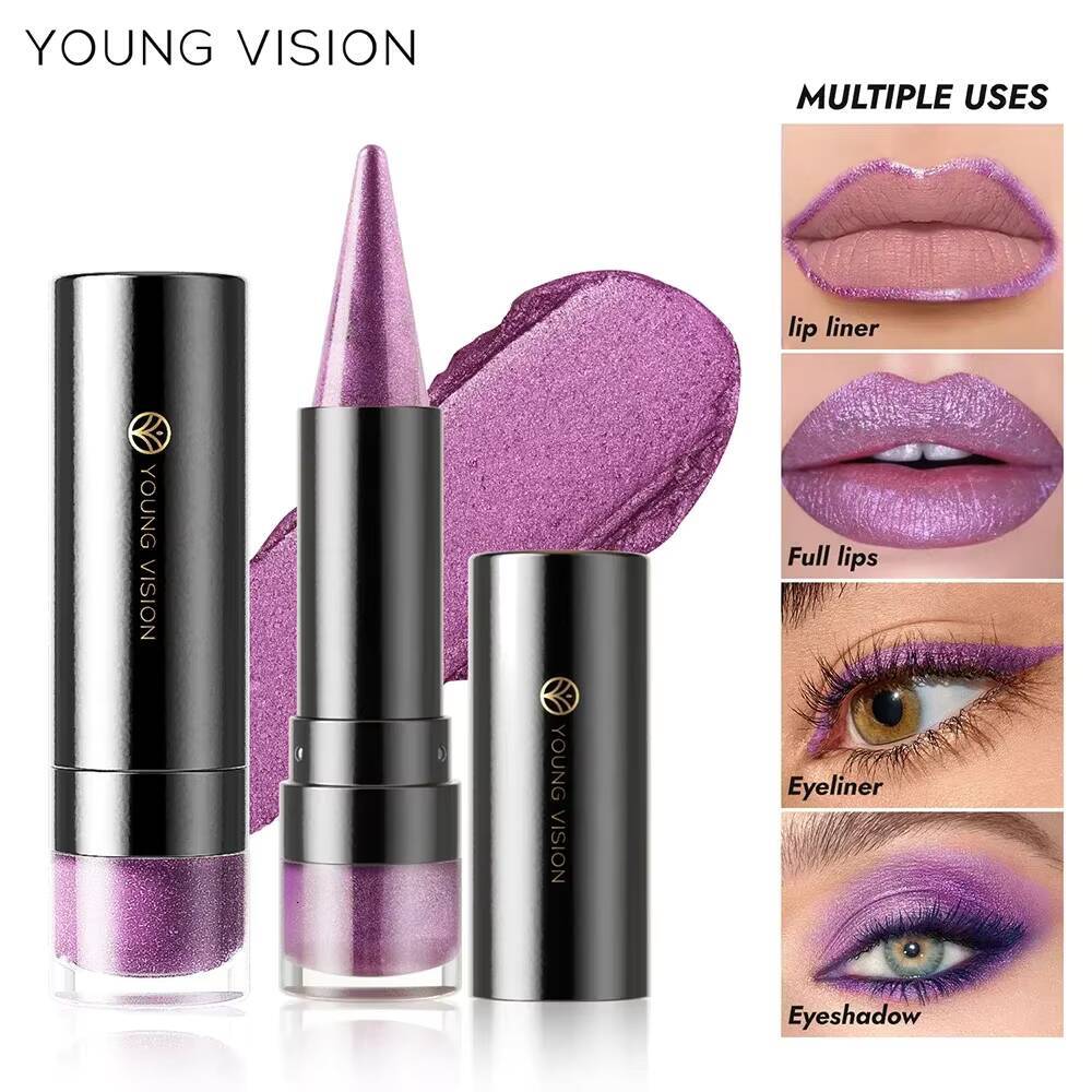 Pointed Glitter Lipstick Nude Purple Moisturize Diamond Metallic Lip Liner Pencil Outline Contouring Gradient Eyeshadow Cosmetic happy