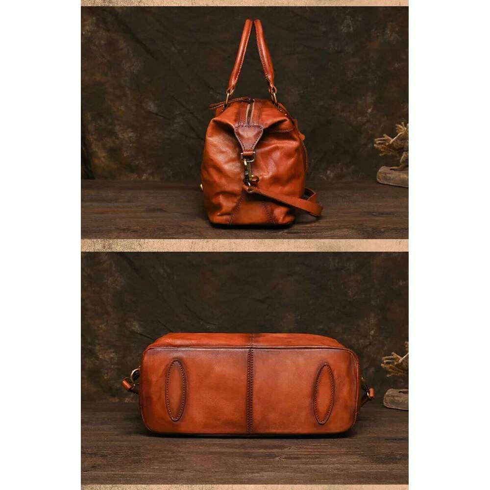 High Quality A4 Vintage Brown Coffee Top Grain Genuine Leather Women Handbag Cowhide Shoulder Messenger Bag Female Purse M022