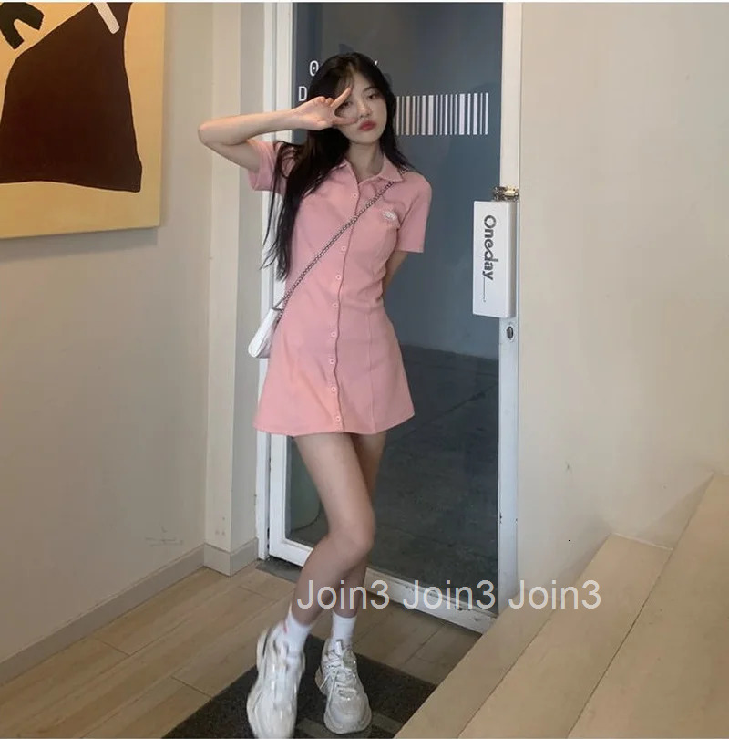 Womens Dress Short Mini Pink Vintage Clothing Shirt Sensual Sexy Tshirts Female Dresses 2024 Y2k Cheap Casual Loose Summer Sale