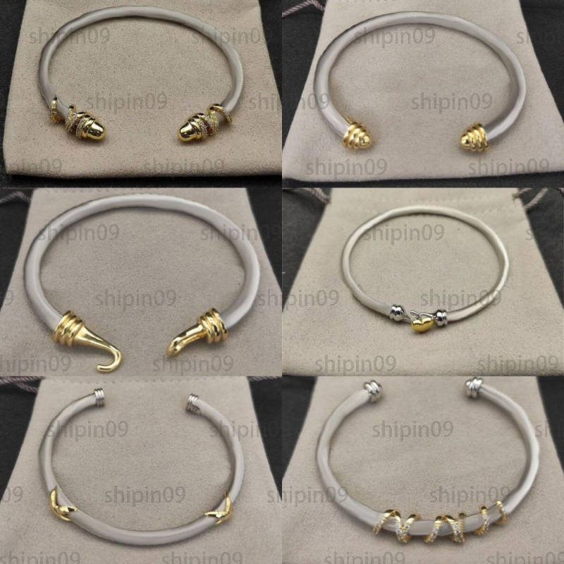 Plated gold bracelet designer bracelet women opening cable wire pearl head classic style jewelry woman luxury cuff bracelets bangle twisted street casual sh014