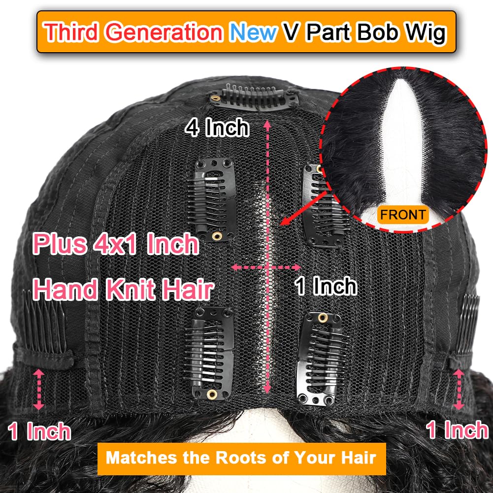 v part wig human hair kinky curly upgrade u part glueless wigs human hair pre plucked for black women 180% density 4x4x1 inch middle net clip in half 