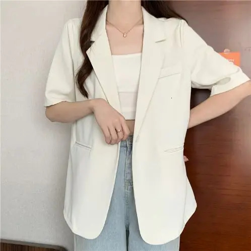 Thin Suit for Women 2025 Summer Korean Style Suit Jacket Casual Loose Versatile Short-sleeved Top 250614