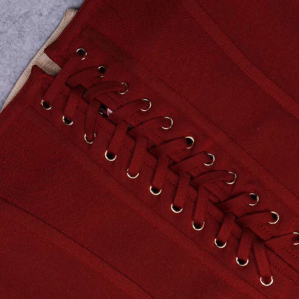 Sexy Mini High Waist Short Women Summer Strapless Lace Up Bodycon Bandage Wine Red Beige Festival Party Dresses